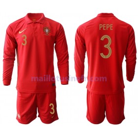 Maillot de Foot Portugal Pepe 3 Domicile UEFA EURO 2020 Manches Longues - Enfant